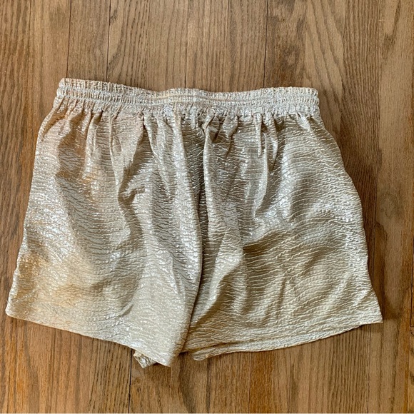 Anthropologie Heartloom gold lamé metallic drawstring shorts - Picture 4 of 5